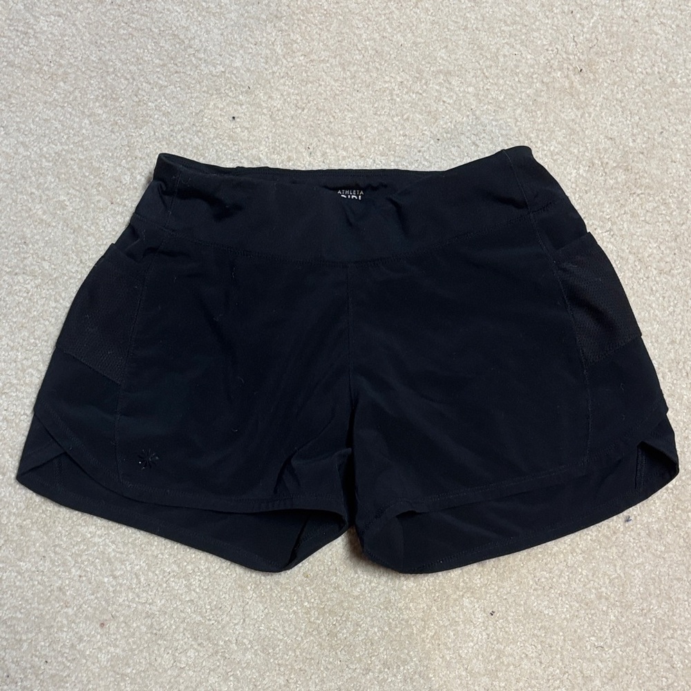 Athleta Girl Black Record Breaker Athletic Shorts. Size M
